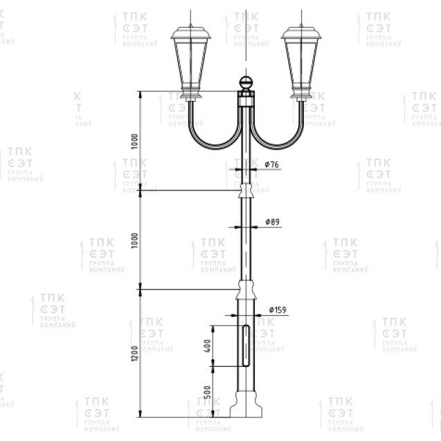 Парковый фонарь «Винтаж-3» (3.Т09-2.3.06.V03-02/2)